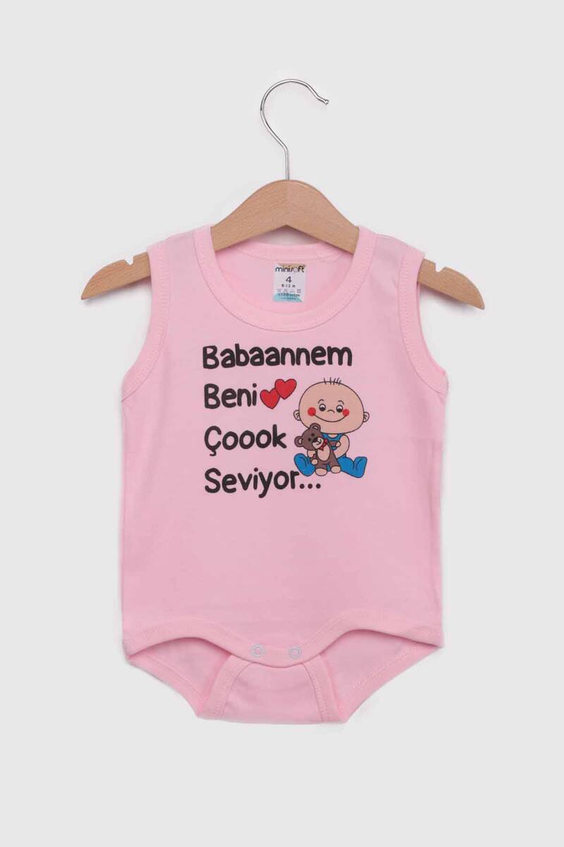 Babaannem Beni Çok Seviyor Baskılı Bebek Zıbın Kod/renk: Pembe