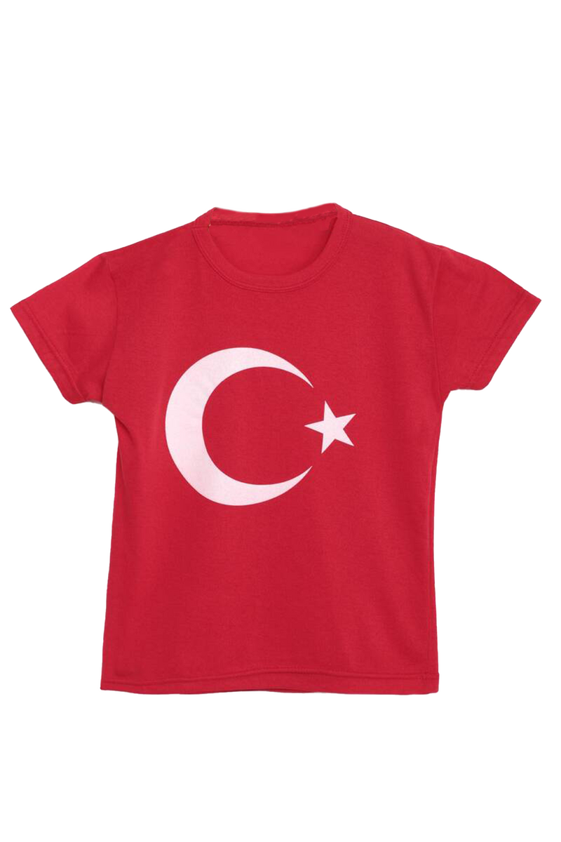 Bayrak Baskılı Çocuk T-Shirt Kod/renk: Kırmızı