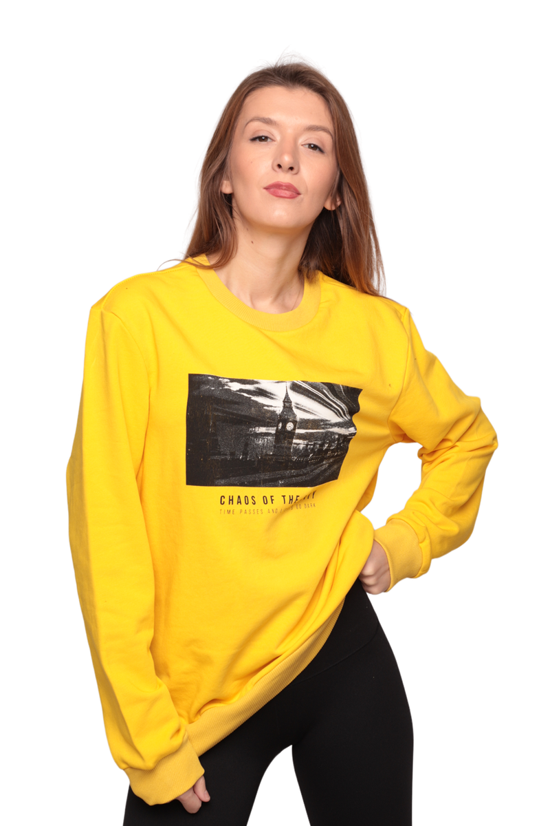 Bisiklet Yaka Kadın Sweatshirt 0147 Kod/renk: Sarı